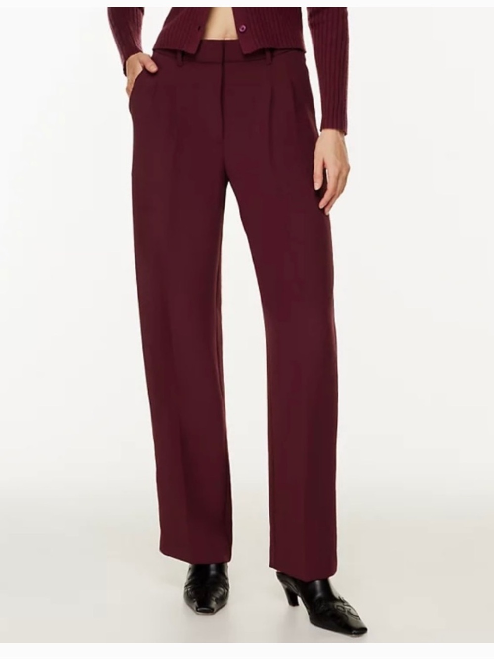 Wilfred The Effortless Pant Wide-Leg Trousers in Wine Red/Spiced Burgundy Size 6